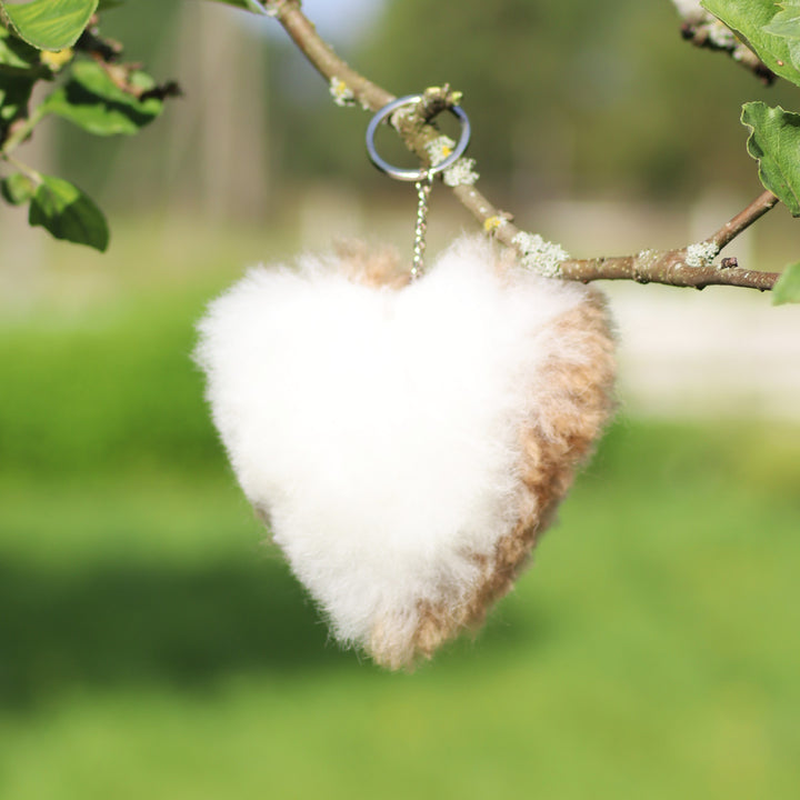 Heart-shaped alpaca leather keychain